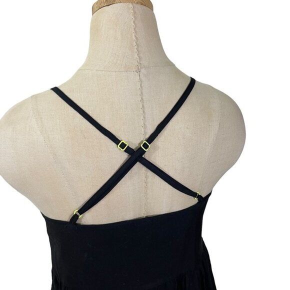 Collusion dress  XS US 2 black cotton cross back straps midi ASOS - Picture 4 of 6